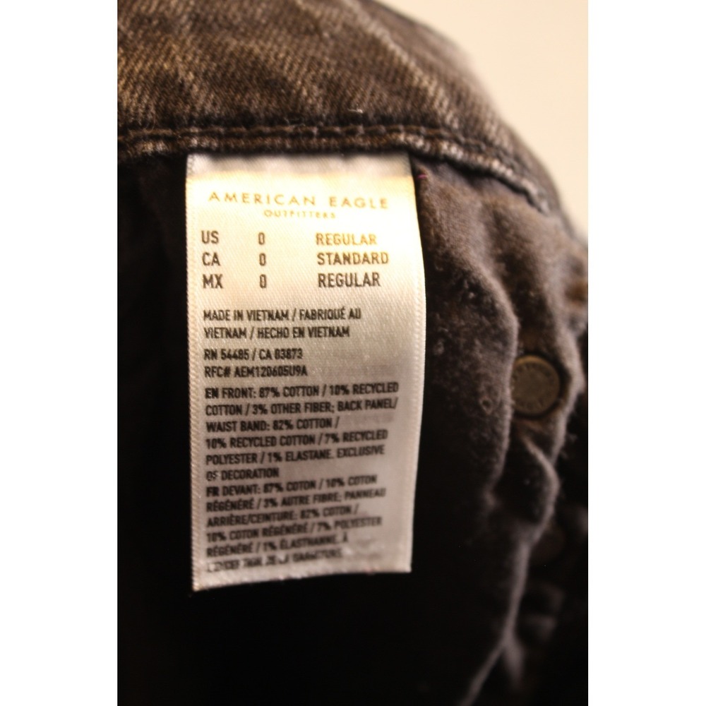 American Eagle Super High Rise Baggy Wide Leg Ankle Jeans Womens 0 Black - Picture 5 of 5